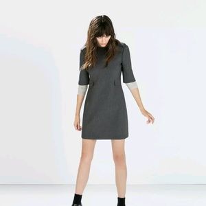 Zara NWT Gray dress with flap pockets size L